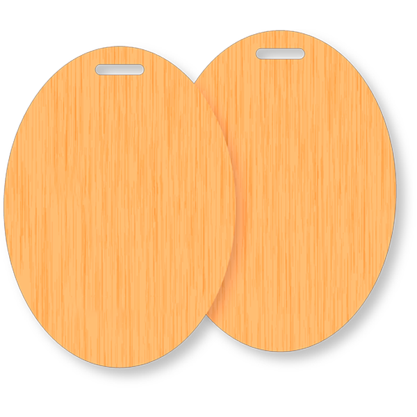 Bag tag de madera ovalado personalizado para golf - Estilo natural y duradero.