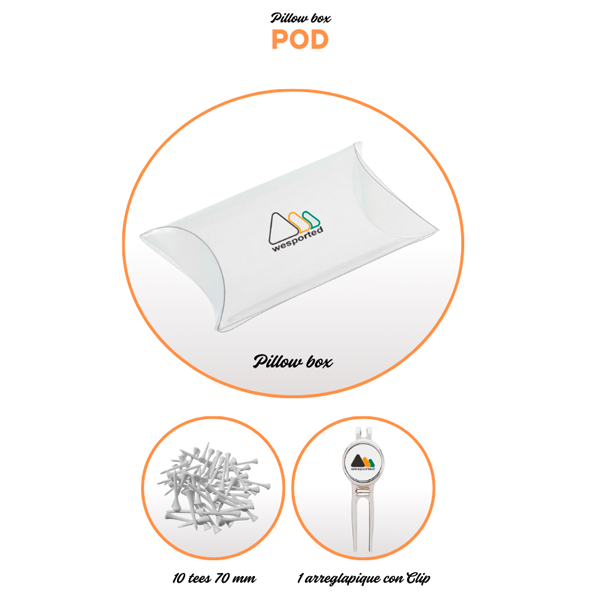 Caja Pillow Box Pod personalizada para regalos de golf