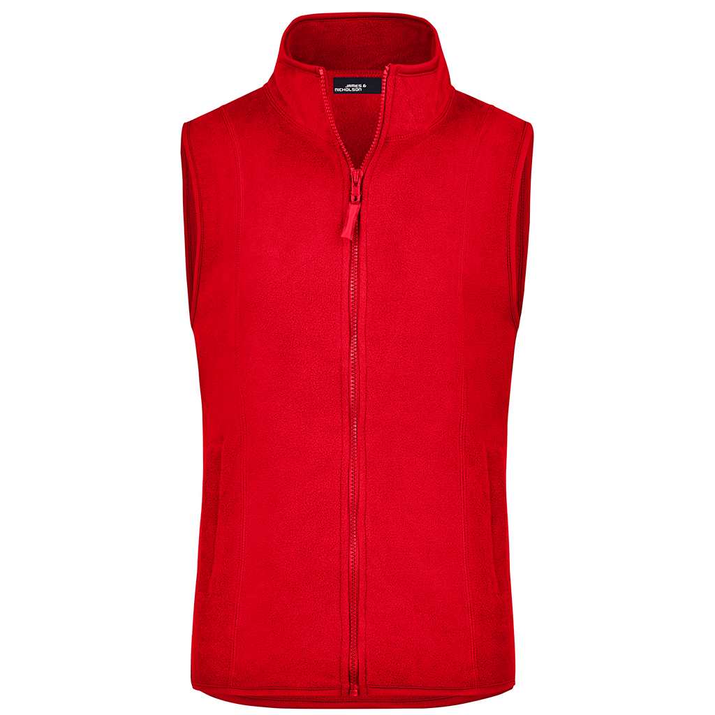 Chaleco fleece rojo con logo para jugadores y patrocinio, ideal para torneos y presentaciones