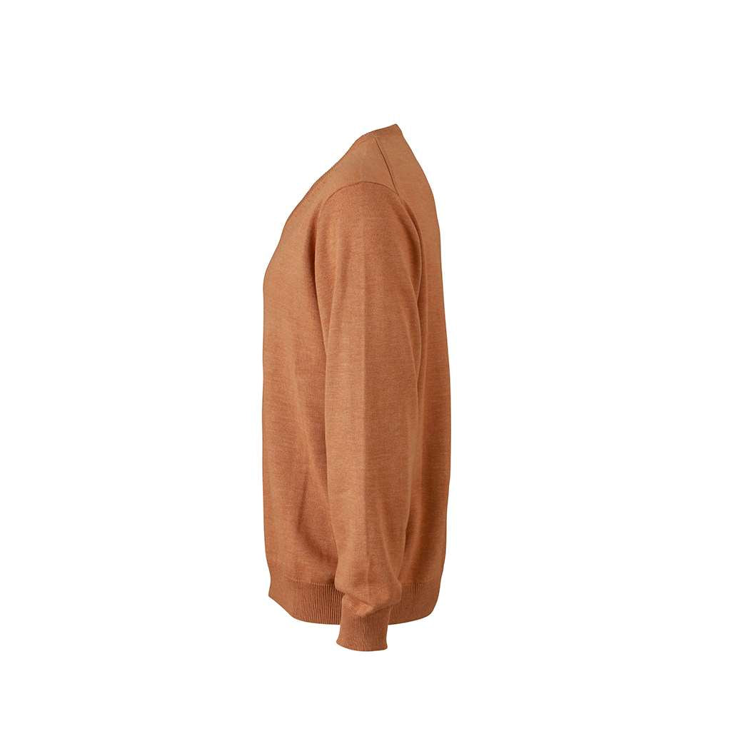 Jersey clásico cuello V_camel izquierdo