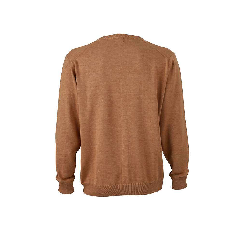 Jersey clásico cuello V_camel trasero