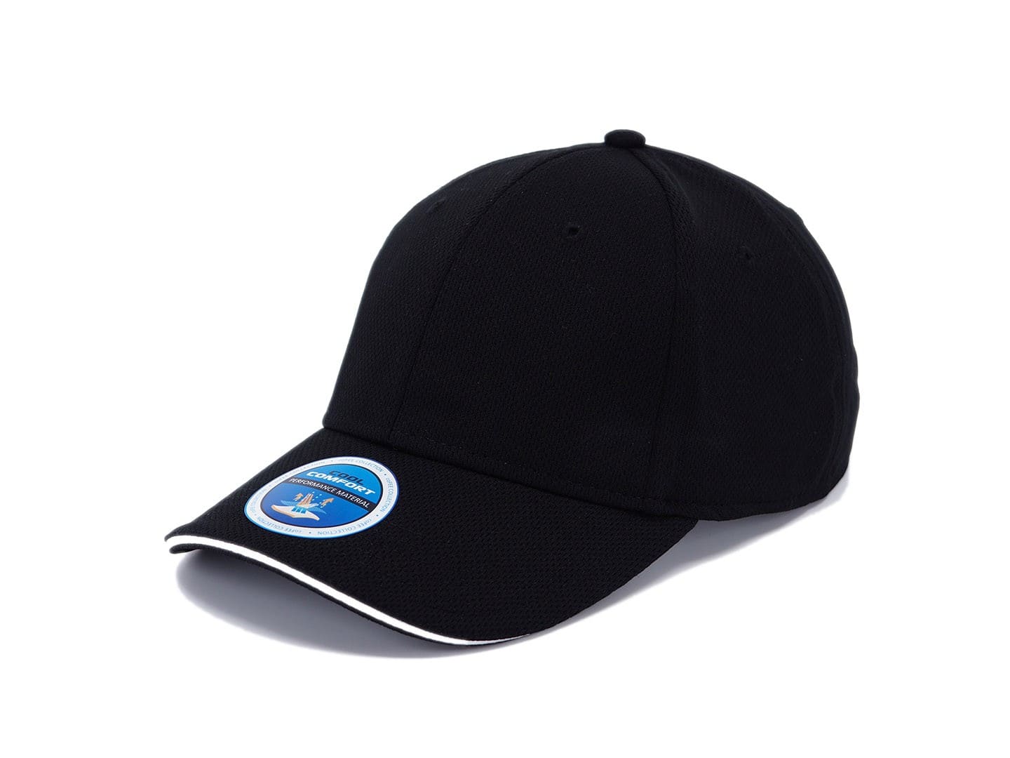 Detalle frontal de gorra Cool Comfort personalizada para torneos de golf