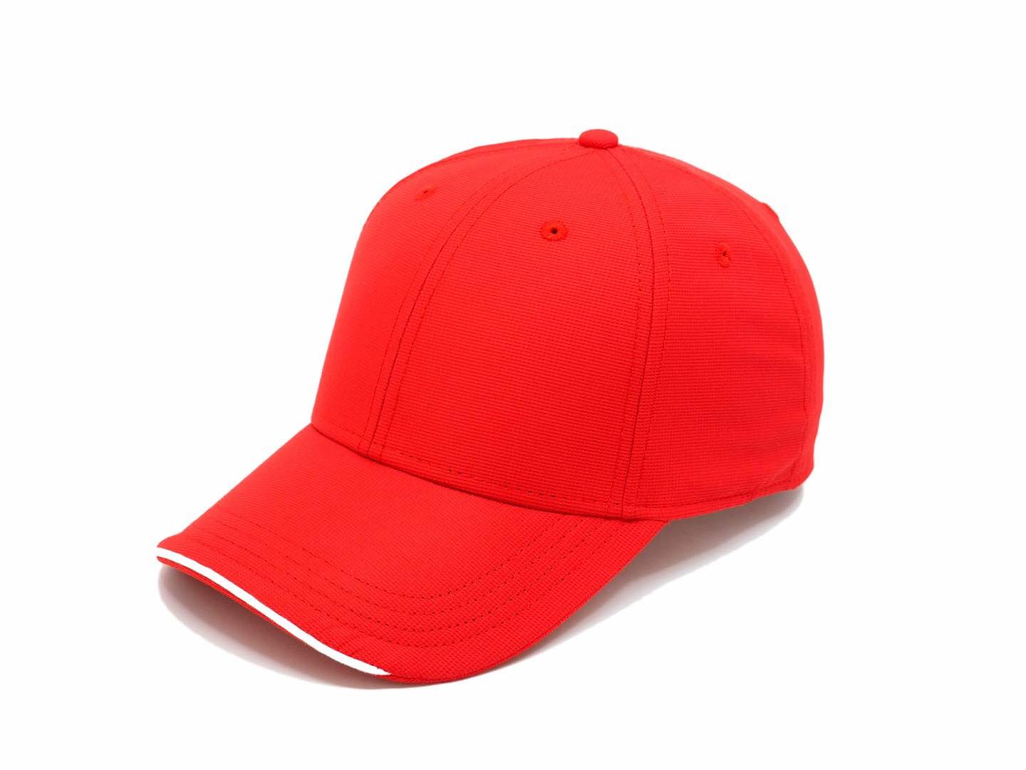 Gorra de golf Cofee UV Protection roja con logo personalizado, ideal para torneos y clubs de golf.