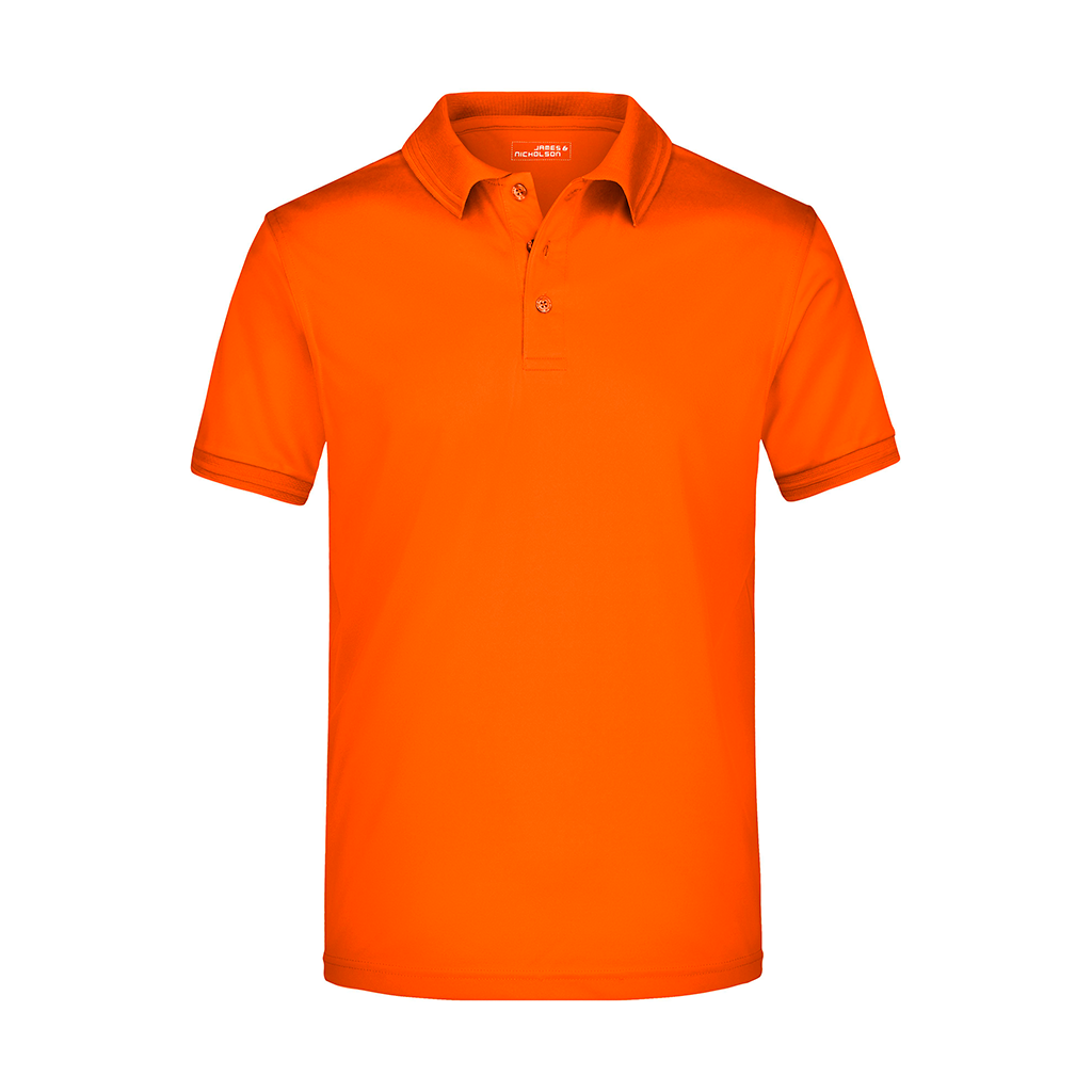 Polo de golf para hombre Active personalizado en color naranja llamativo.