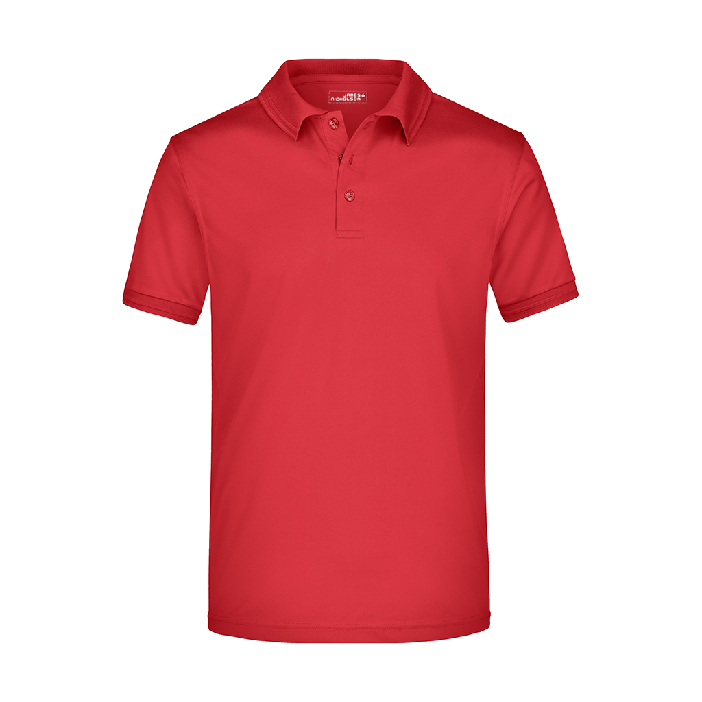 Polo de golf para hombre personalizado en color rojo con bordado corporativo