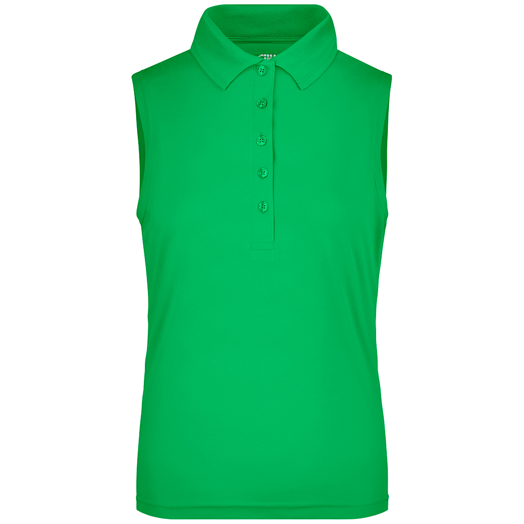 Polo deportivo de golf sin mangas para mujer en color verde personalizable con logo.
