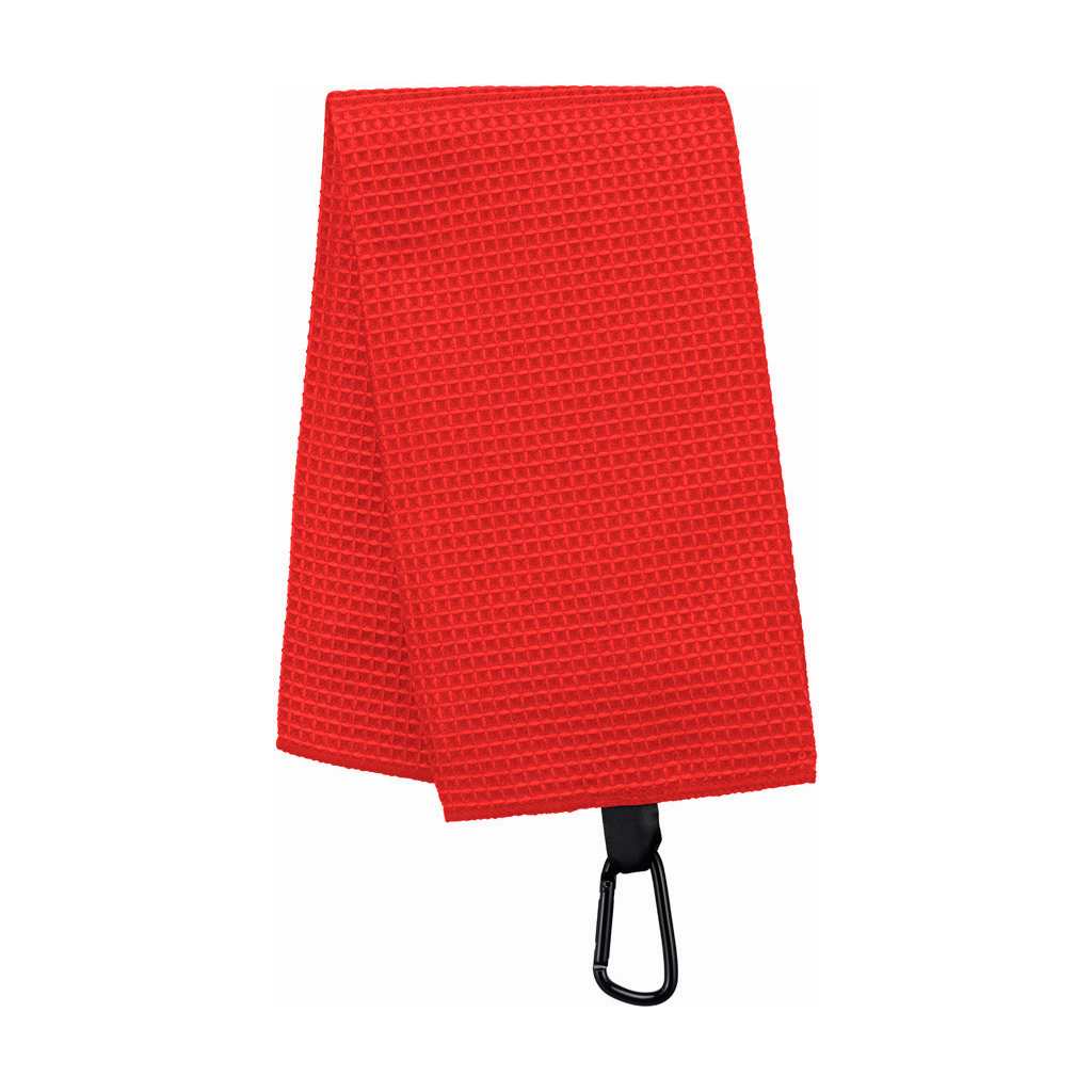 Toalla de Golf de Microfibra Personalizable con Logo roja WE SPORTED