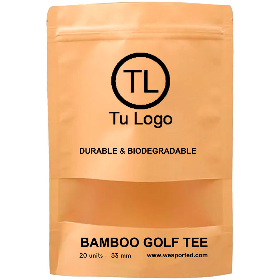 Tees Bambú 53 mm en bolsa Kraft con Logo