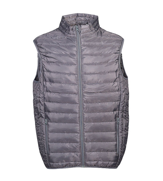 Chaleco de golf patrón Gall gris para hombre, acolchado efecto pluma con logo en pecho