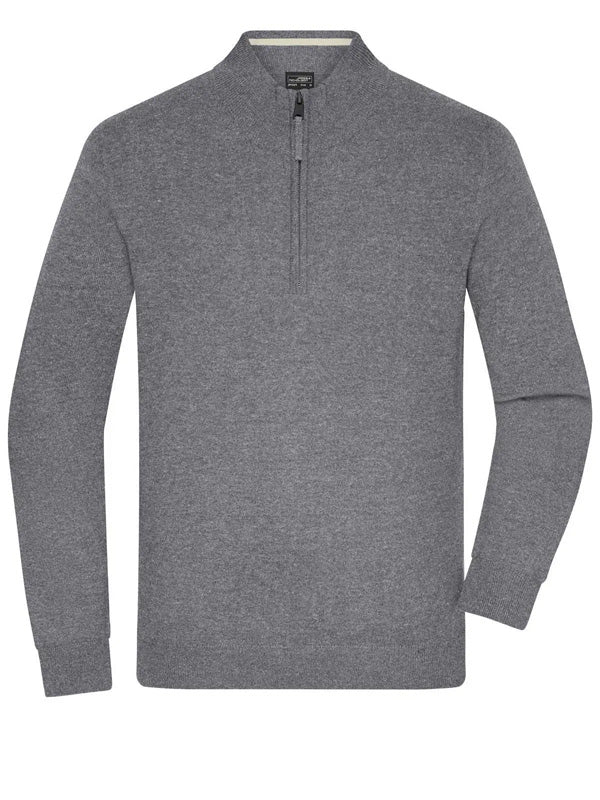Jersey_de_golf_Half-Zip_Troyer_personalizado_en_color_gris_jaspeado