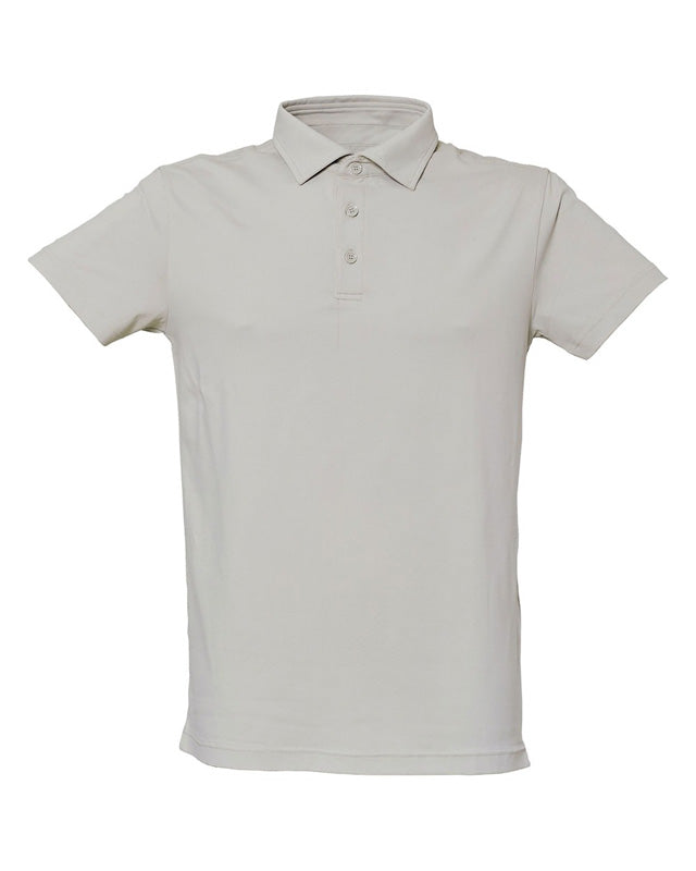 Polo WE GOLF beige personalizado con logo bordado