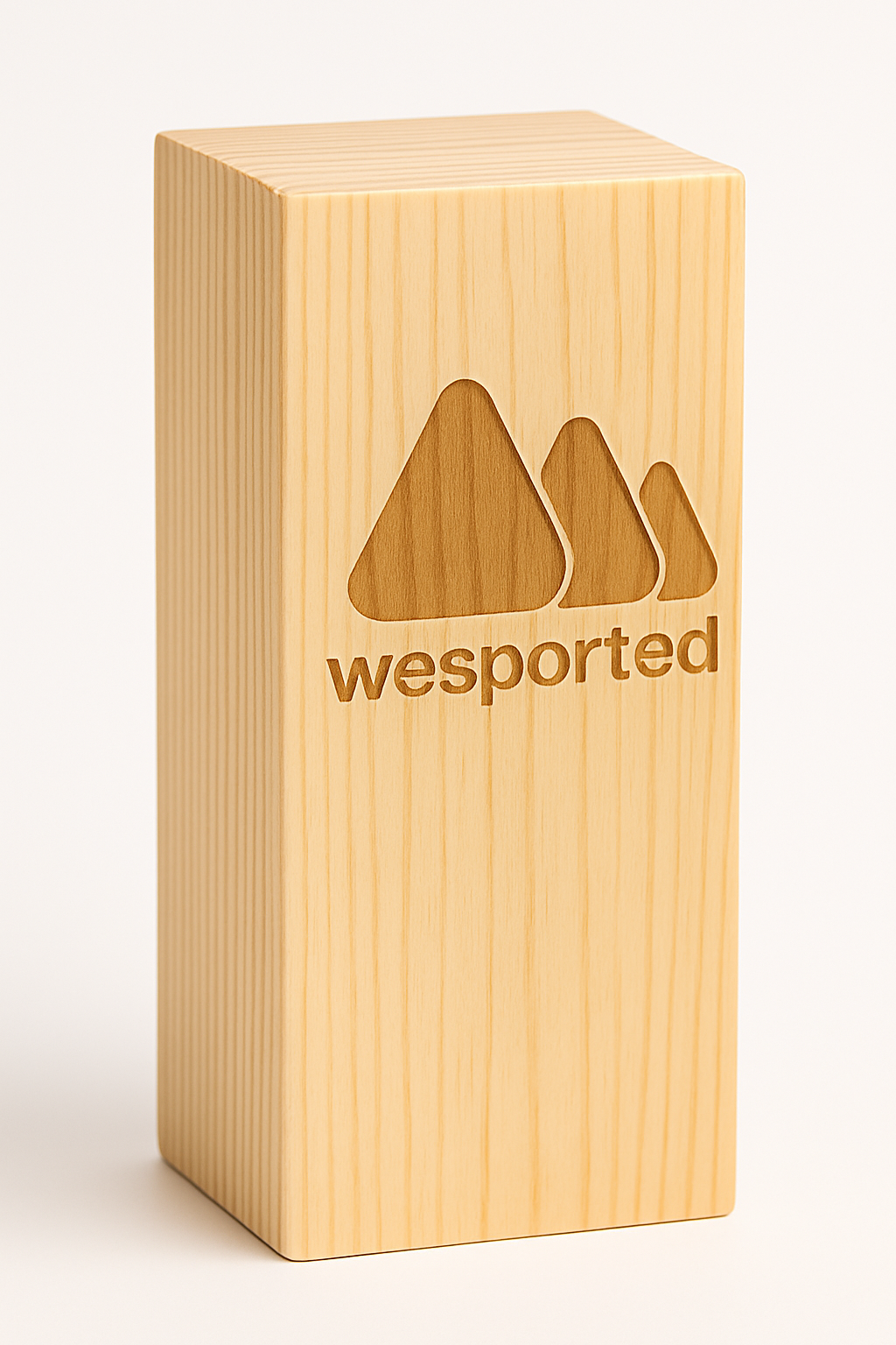 Bloque de pino natural 20×8×8 cm con logo wesported