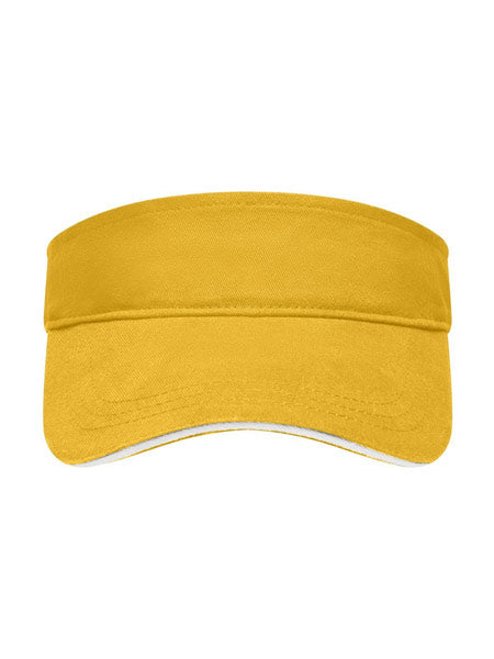 Visera de algodón personalizada color amarillo con detalle de contraste.