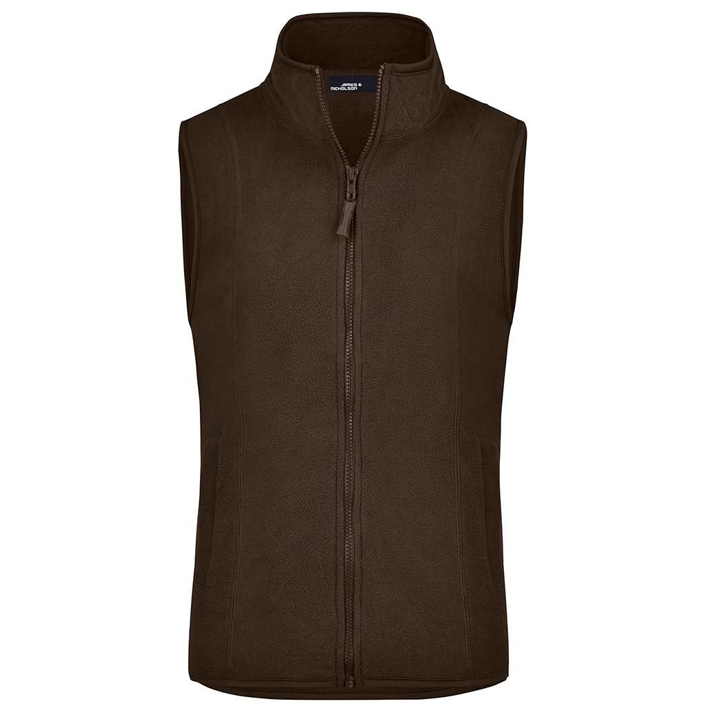 Chaleco de golf marron arena, fleece 300 g/m² con logo para clubs y viajes del equipo
