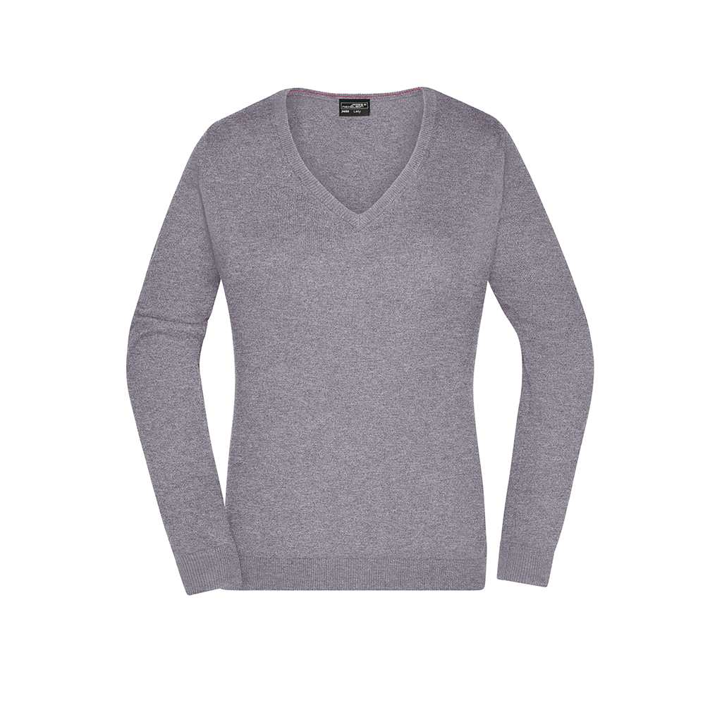 Jersey cuello en V para mujer_gris