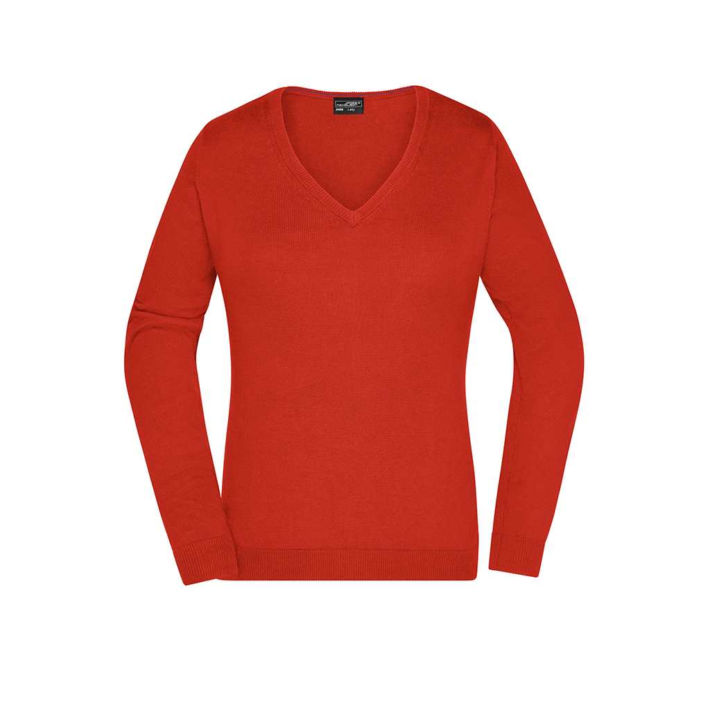 Jersey cuello en V para mujer_naranja