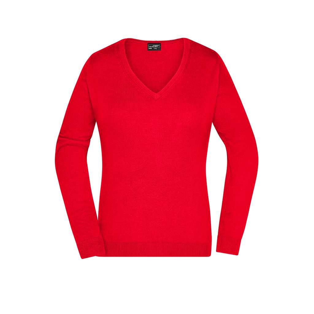 Jersey cuello en V para mujer_rojo